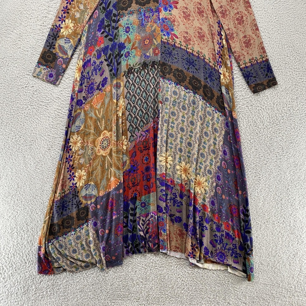 Natural Life Maxi Dress Womens XL Patchwork Floral Boho Jersey Long Sleeve - Picture 10 of 13